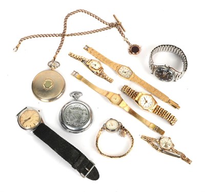 Lot 79 - Tissot Seastar wristwatch; an electronic Timex wristwatch; two full hunter pocket watches etc