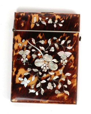 Lot 81 - A 19th century tortoiseshell and mother of pearl inlaid card case