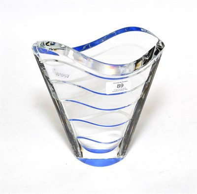 Lot 89 - Baccarat blue tinted wave pattern glass vase, 21cm