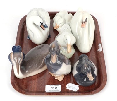 Lot 119 - Royal Copenhagen; a group seven of aquatic birds, numbers 360, 755, 1192, 516, 1924, 3263 and 1941