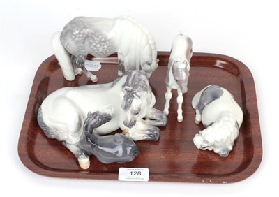 Lot 128 - Royal Copenhagen; Dapple grey pony number 4609; and three other horse models numbers 4611, 4098 and