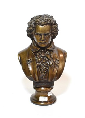 Lot 140 - ^ Modern bronze bust modelled as Beethoven, 42cm high