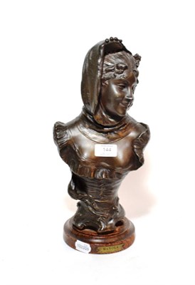 Lot 144 - ^ A French spelter bust after H Levasseur, bust of a lady named Manola, 38cm high