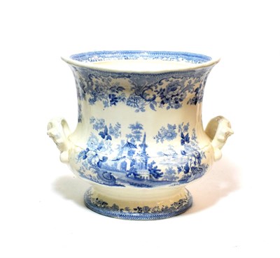 Lot 162 - ^ A 19th century blue and white transfer printed twin-handled planter, Boyle & Sons, Stoke