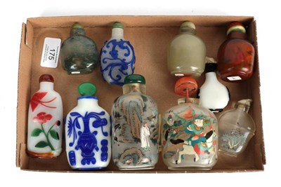 Lot 175 - Peking glass snuff bottles, two interior painted; and three others