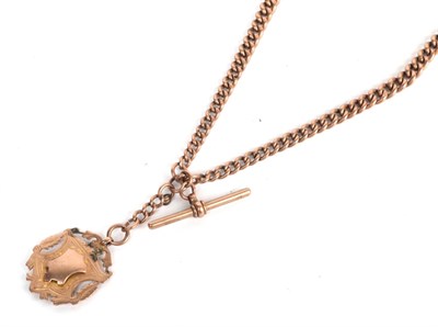 Lot 178 - A graduated Albert each link stamped '9' '.375', with a 9 carat gold T-bar and a 9 carat gold...