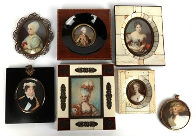 Lot 185 - Seven assorted 19th century and later portrait miniatures