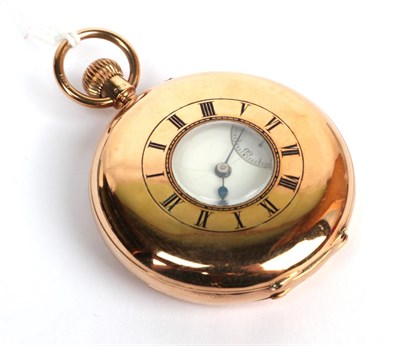 Lot 193 - A 9 carat gold half hunter pocket watch, retailed by Armstrong, Manchester