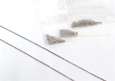 Lot 199 - Four 18 carat white gold chains, of varying designs and lengths