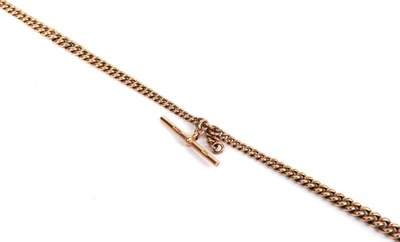 Lot 209 - A graduated Albert chain, each link stamped '9' '.375', with a 9 carat gold T-bar