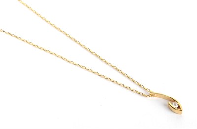 Lot 212 - An 18 carat gold diamond pendant on an 18 carat gold chain, pendant length 1.9cm, chain length 41cm