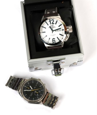 Lot 217 - A Seiko chronograph wristwatch, and a T W Steel wristwatch in T W Steel box (2)