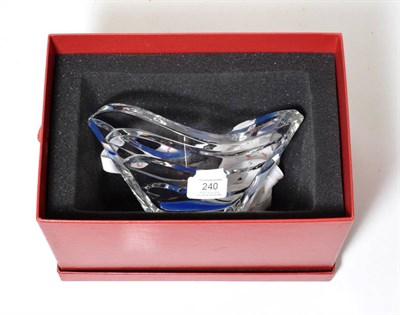 Lot 240 - Baccarat blue tinted wave pattern shallow bowl, original box