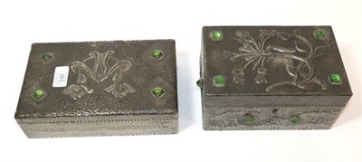 Lot 263 - Two Arts and Crafts hammered pewter trinket boxes