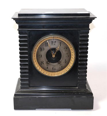 Lot 280 - A Victorian black slate mantle clock