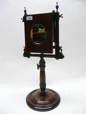 Lot 1222 - A George IV Mahogany Pedestal Shaving Mirror, with circular magnifying plate in hinged...