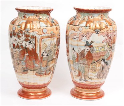 Lot 285 - ^ A pair of early 20th century Japanese Kutani vases, 35.5cm high