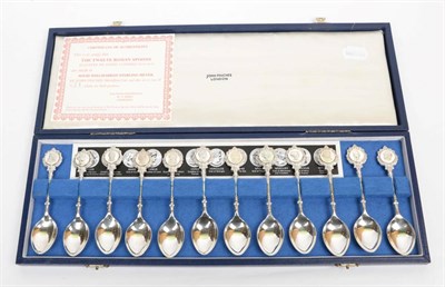 Lot 292 - Set of silver ''The Twelve Roman Spoons'' by John Pinches, limited edition, No 621