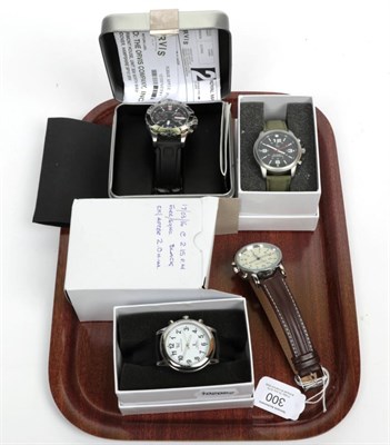 Lot 300 - A Wemger Swiss Army chronograph wristwatch, ref. 7085X, two Tavistock & Jones Radio Controlled...