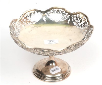 Lot 322 - A silver pedestal bowl, Walker & Hall, Sheffield 1922, with foliate pierced border and shaped...