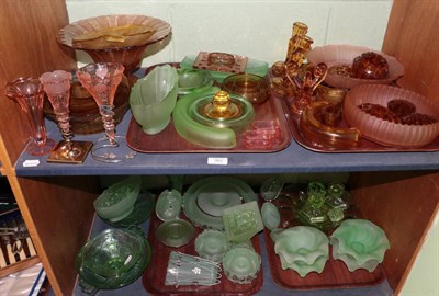 Lot 362 - Two shelves of coloured glass