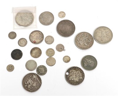 Lot 364 - A group of silver coins including two Victorian silver crowns, a 1935 crown, two South African...