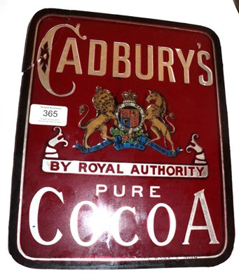 Lot 365 - ^ An original Cadbury`s pure coco glass advertising sign stamped Hawkes, Birmingham, 28cm by 23cm