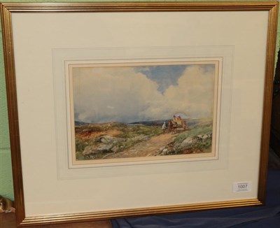 Lot 1007 - David Bates, 'Crossing the Moor-Dalwyddelew', signed, watercolour, 16.5cm by 25.5cm...