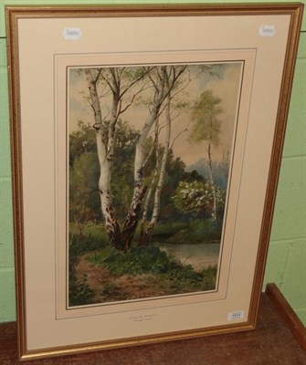 Lot 1014 - Thomas Ireland (1876-1931), Collecting bluebells, monogrammed, watercolour, 50cm by 32cm