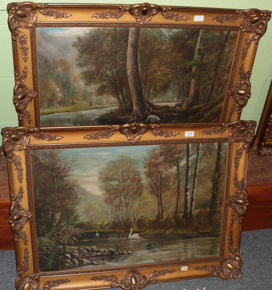 Lot 1016 - ^ Continental School (early 20th century) A pair of woodland landscapes, each signed...
