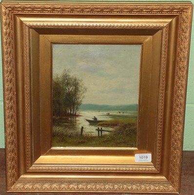 Lot 1019 - William F Hulk (1852-1906), Fisherman on a boat, signed, oil on canvas, 24cm by 19.5cm