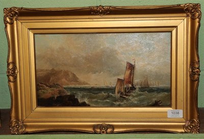 Lot 1038 - British School (19th century) Seascape with sinking boat, bears signature, oil on canvas, 19cm...