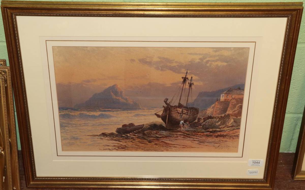 Lot 1044 - Harry J Williams (19th century), Fishermen returning home, signed and dated 1879, watercolour,...