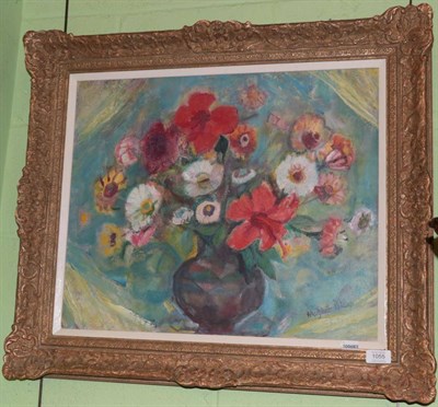 Lot 1055 - Margaret Ross Hislop RSA, RBA (1894-1972), ''Still Life - African Flowers in a Vase'', signed,...