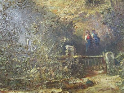 Lot 1062 - ^ Alton H* (20th century) Figures in an autumn landscape, signed indistinctly, oil on canvas,...