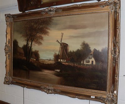Lot 1068 - ^ J Roberts (early 20th century) The mill pond, signed, oil on canvas, 78.5cm by 129cm