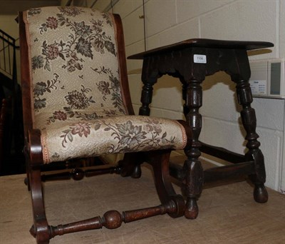 Lot 1106 - An oak joint stool and a Victorian nursing chair