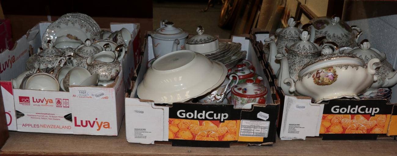 Lot 1107 - ^ Three boxes including Bavarian tea and dinner set; Japanese tea china; and a Wellington china...