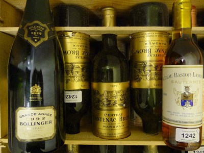 Lot 1242 - Chateau Cantenac Brown 1975, four bottles; Bollinger Grande Annee 1992 Champagne, two bottles;...