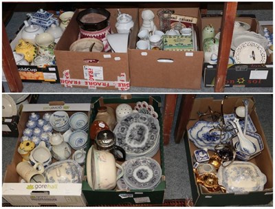 Lot 1123 - ^ Seven boxes of household ceramics and glass including Crown Devon Fieldings John Peel and...