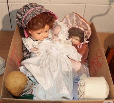 Lot 1148 - A Heubach Koppelsdorf 320.3.doll, a Rosebud doll, two other dolls and a circa 1965 John Lennon doll