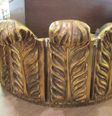 Lot 1150 - A gilt wood bed canopy coronet carved with feathers