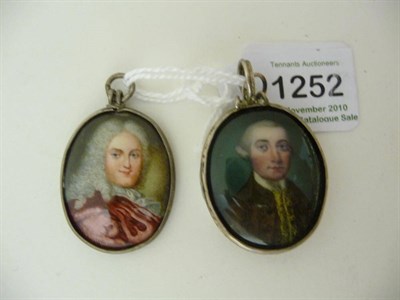 Lot 1252 - A Portrait Miniature on Enamel, 18th century, depicting a gentleman, his hair en queue, wearing...