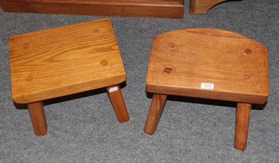Lot 1217 - Two Yorkshire oak stools, on four chamfered legs (2)