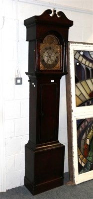 Lot 1221 - ~ An oak thirty hour longcase clock, signed Geo Miller, Gateshead, dial centre engraved with a...