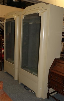 Lot 1238 - A pair of good quality modern display cabinets with glass shelves and interior lighting, each...