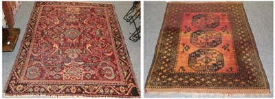 Lot 1266 - Afghan Turkmen rug, the field with three elephant foot medallions enclosed by multiple borders,...