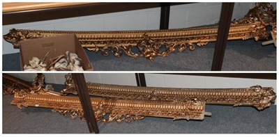 Lot 1287 - A set of three curved gilt and gesso pelmets, with acanthus scrolls and egg and dart decoration...