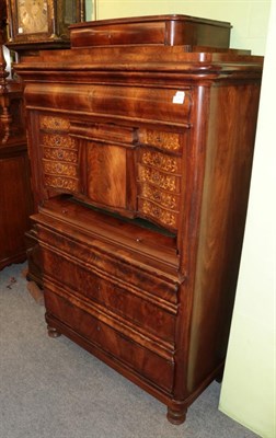 Lot 1311 - ^ A mid 19th century Continental mahogany and marquetry inlaid secretaire, 104cm wide