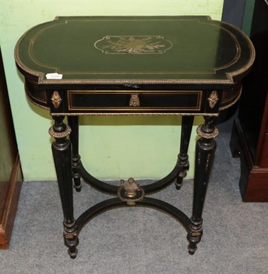 Lot 1320 - A French 19th century ebonised and brass inlaid work table